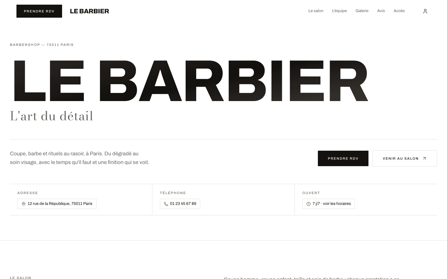 Aperçu du site Le Barbier